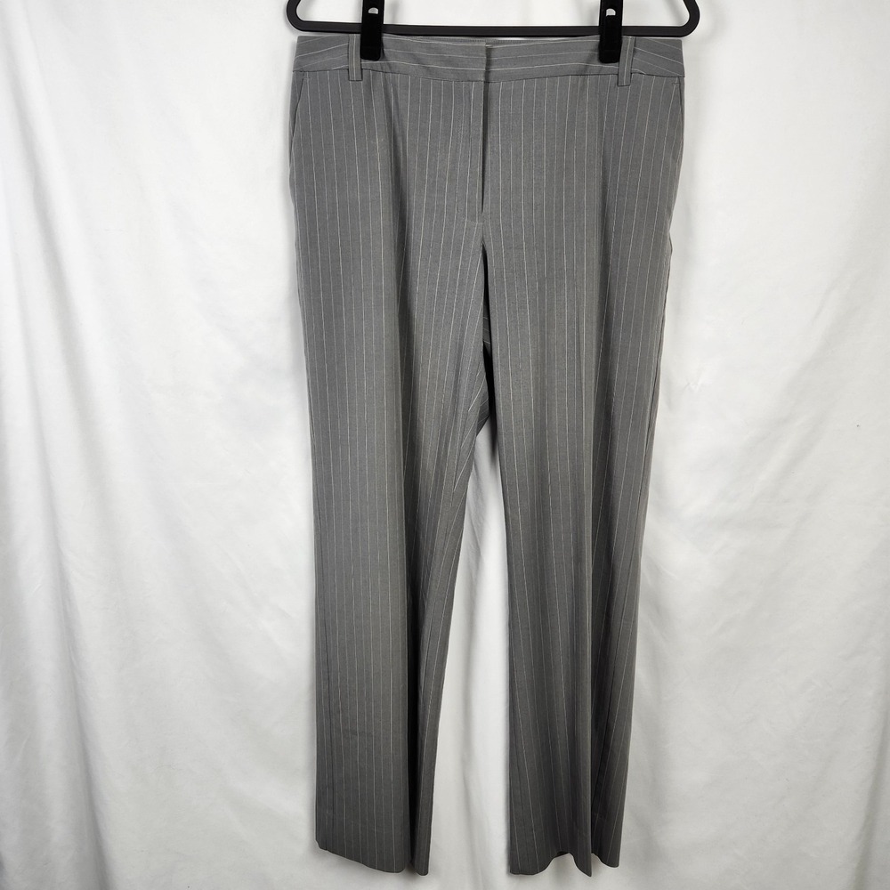 Liz Claiborne Womens Dress‎ Pants Audra Light Gray Pinstripe Wool Blend Size 12